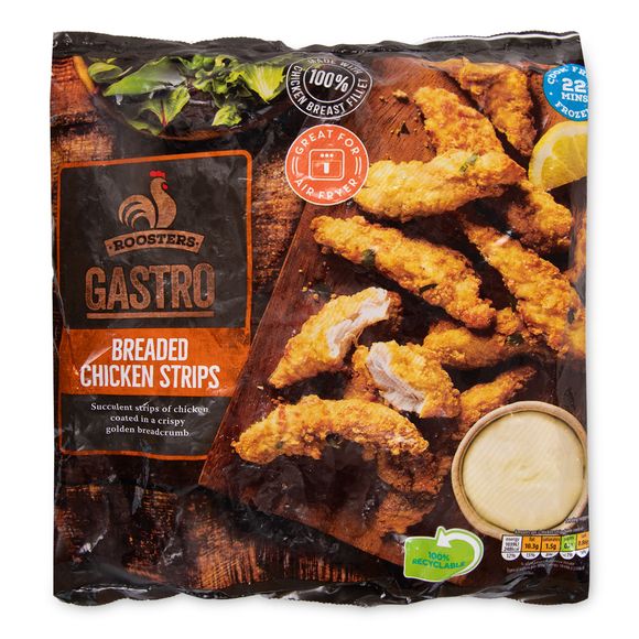 Roosters Gastro Breaded Chicken Strips 600g